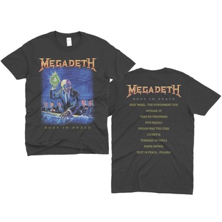 พร้อมส่ง เสื้อยืดผ้าฝ้าย 100% พิมพ์ลายวงร็อคเมทัล แนวสตรีท Megadeth Rust In Peace สไตล์วินเทจ พลัสไซซ์ ขนาดใหญ่ สีดํา สําหรับผู้ชาย ของขวัญวันเกิด