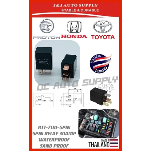 RTT-7110 J&J 5PIN RELAY 30AMP (NIPPON DENSO TYPE) 12V สําหรับการใช้งานเปิด: UNSER,AVANZA,CAMRY,SEG,P