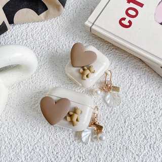 เคสหูฟัง รูปหมีรัก สําหรับ Airpods pro gen 2 1 2 pro 3 case พร้อมพวงกุญแจ