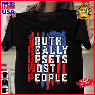 ขายดี!เสื้อยืด พิมพ์ลายธง Trump Truth Really Upsets สําหรับผู้ชายS-5XL