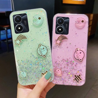 พร้อมส่ง เคสโทรศัพท์มือถือ TPU ใส ลายกลิตเตอร์ดาวอวกาศ สําหรับ VIVO Y22 Y22S Y22S