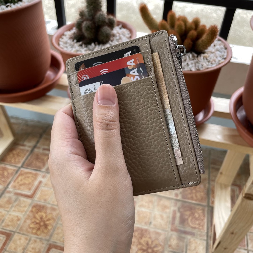 S5-53 (หนังวัวแท้) Card Holder บางเฉียบ 9ช่อง ใส่บัตร ใส่ตังค์ ใส่เหรียญ Silm Wallet