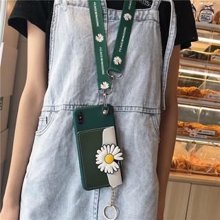 New daisy Pocket Card soft with strap Phone Case เคส huawei y9s y9 prime 2019 y7 y6 pro 2019 p10 p20 lite p30 p40 pro nova 7i 5T cover กระเป๋าการ์ดโทรศัพท์นุ่ม