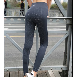 กางเกง Leggings ลายกราฟฟิกสีจุดขาว (เทา)