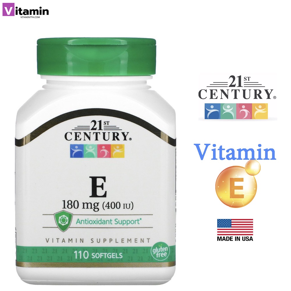 [วิตามิน อี] 21st Century, Vitamin E, 180 mg (400 IU), 110 Softgels