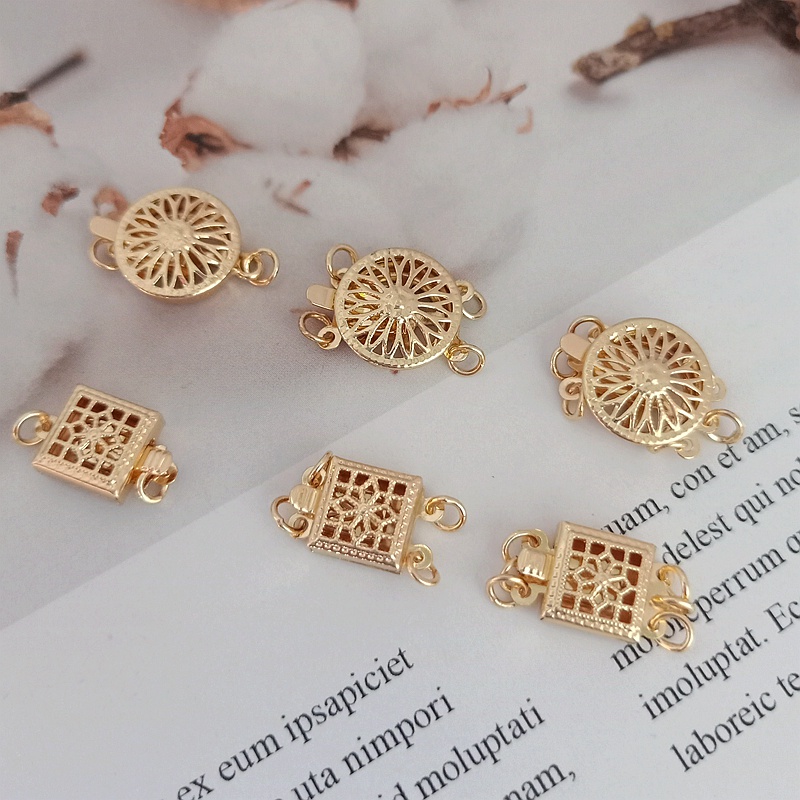 เข็มขัดแฟชั่นแบบหัวปุ๊กลายแกะสลัก ทำจากวัสดุเคลือบเงาทอง 14K พิมพ์ลายไข่มุก สำหรับงาน DIY และเครื่องประดับ