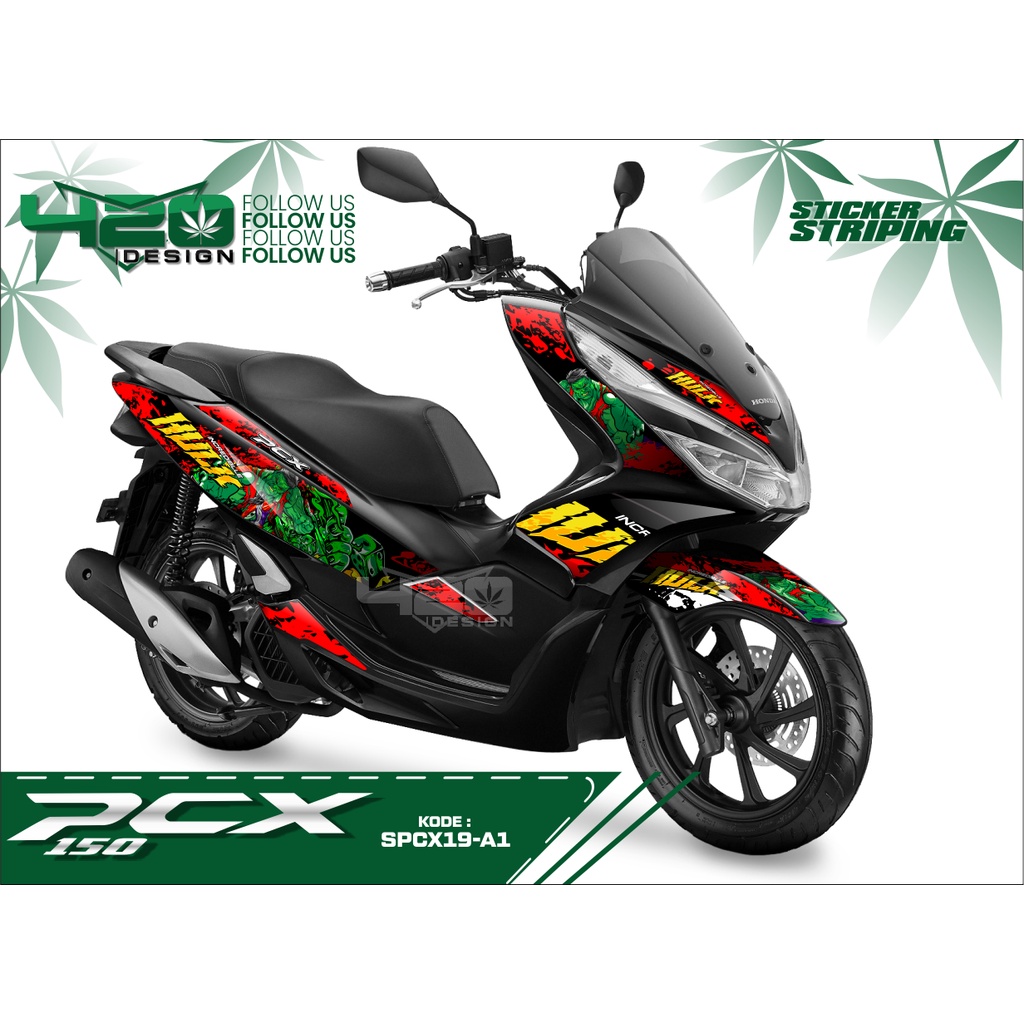 สติ๊กเกอร์ Hulk Motif Honda PCX 150/สติ๊กเกอร์แถบแบบกําหนดเองอุปกรณ์เสริม Honda PCX 150 Design