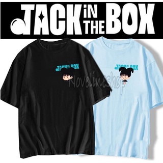 คอตต้อนคอกลมเสื้อยืด ผ้าฝ้าย พิมพ์ลายโลโก้ bts jhope Jack in the box CHIBI ขนาดเล็ก สไตล์เกาหลี สําหรับผู้หญิง และผู้ชาย