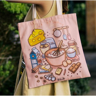 " Sweet at Home " Canvas tote bag กระเป๋าผ้าแคนวาส ลายทำขนม " Sweet at Home "