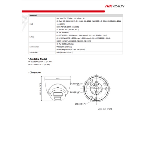 Hikvision Colorvu IP Camera 4 MP รุ่น DS-2CD1347G0-LUF(C) 2.8 2ตัว #5