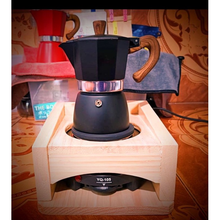 เคสไม้เตาไฟฟ้าYQ-105ใช้ร่วมmokapotและเตาimixได้