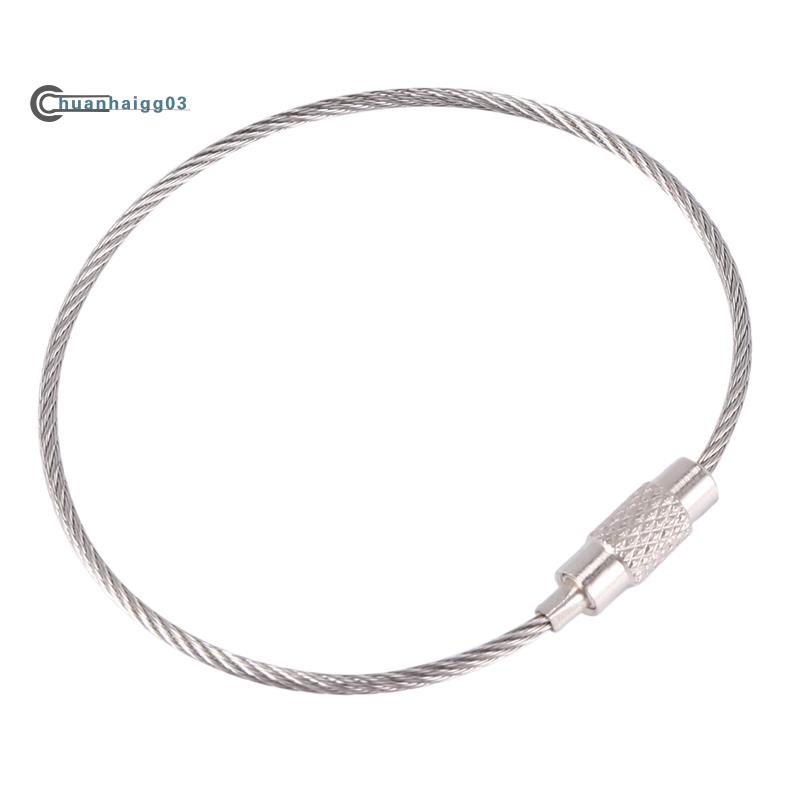 1pcs Stainless Steel Screw Locking Wire Keychain Cable Key Rings Outdoor Accessory