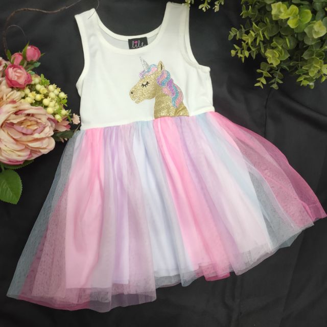 EUROPE原 Brand dress LLT เด็กสาวยูนิคอร์นปาร์ตี้ชุด 小孩角单外 U8