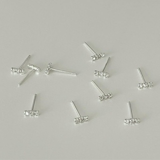 (stud earrings) : DIAMOND BAR stud earrings SILVER925 / ต่างหูปักก้านเงินแท้ ต่างหูเพชร CZ / YOUR WISHLIST