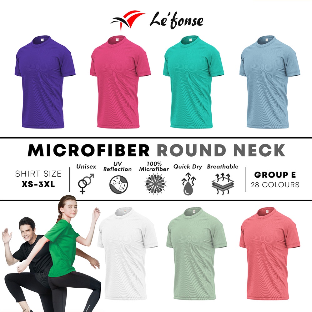 LEFONSE QuickDry เสื้อยืดไมโครไฟเบอร์ธรรมดา Unisex ผู้ใหญ่ | Baju Jersey - [7 สี] - RM01 GROUP E