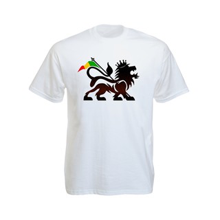 เสื้อยืดราสต้าTee-Shirt Lion of Judah Rasta Flag Short Sleeves Black Green Yellow Red เสื้อยืดราสต้าสีขาว/สีดำลายสิงโต