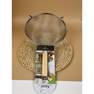 กระชอนสเตนเลส ด้ามไม้ KASSA HOME รุ่น T190612-031 ขนาด 23 ซม. สีเงิน Stainless Steel Colander Wooden Handle KASSA HOME M