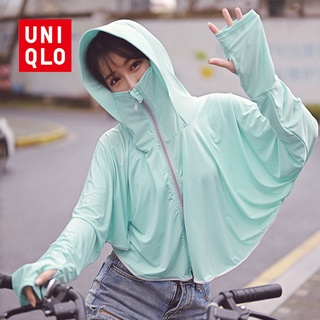 Uniqlo เสื้อแจ็กเก็ตกันแดด มีฮู้ด ระบายอากาศ แห้งเร็ว ป้องกันรังสียูวี สําหรับกลางแจ้ง