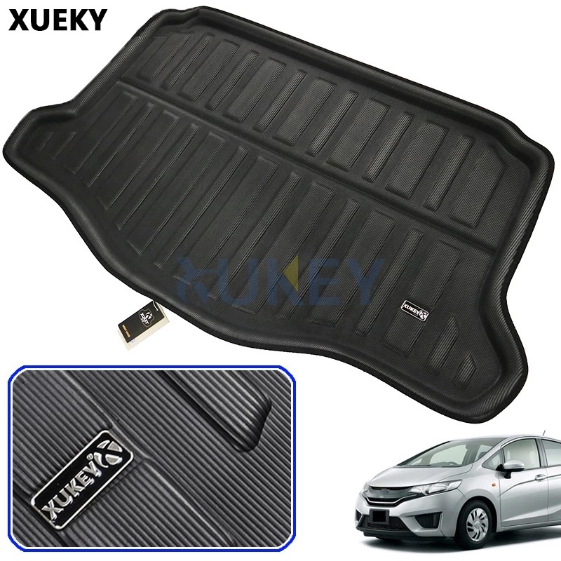 สําหรับ Honda Fit Jazz Hatchback 2014-2019 รถด้านหลัง Boot ถาดกระเป๋าเดินทาง Cargo Trunk ถาดชั้นพรม Karpet Non Slip