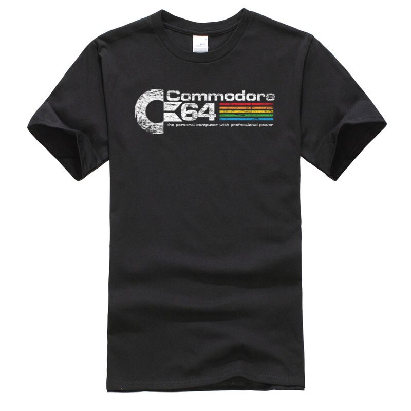 C64 SID Amiga 8-bit Commodore 64 Mens T เสื้อ LGBT Rainbow โลโก้เสื้อลําลอง T เสื้อลูกเรือคอฤดูใบไม้