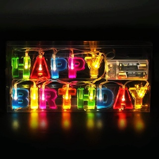 สายไฟ Led รูปตัวอักษร Merry Christmas And Happy Birthday ยาว 1.3 เมตรสําหรับตกแต่งงานปาร์ตี้