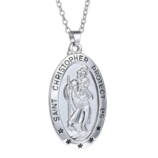 เครื่องประดับสร้อยคอเงิน St. Christopher American S925 หรูหราสําหรับผู้ชายและผู้หญิง