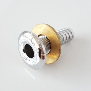 ตาไก่ ทองเหลืองชุบโครเมี่ยม Through Hull Outlet with Hose Connector, Chromium Plated Brass 3/8" [Lalizas - 90307]