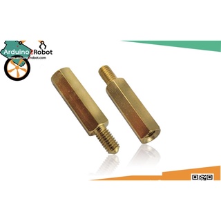 เสาน็อตทองแดง hexagon copper pillar screw M3 ยาว 20 mm เกลียว 6 mm + สกรูยาว 5mm + น็อต(เซ็ทละ5ชุด)