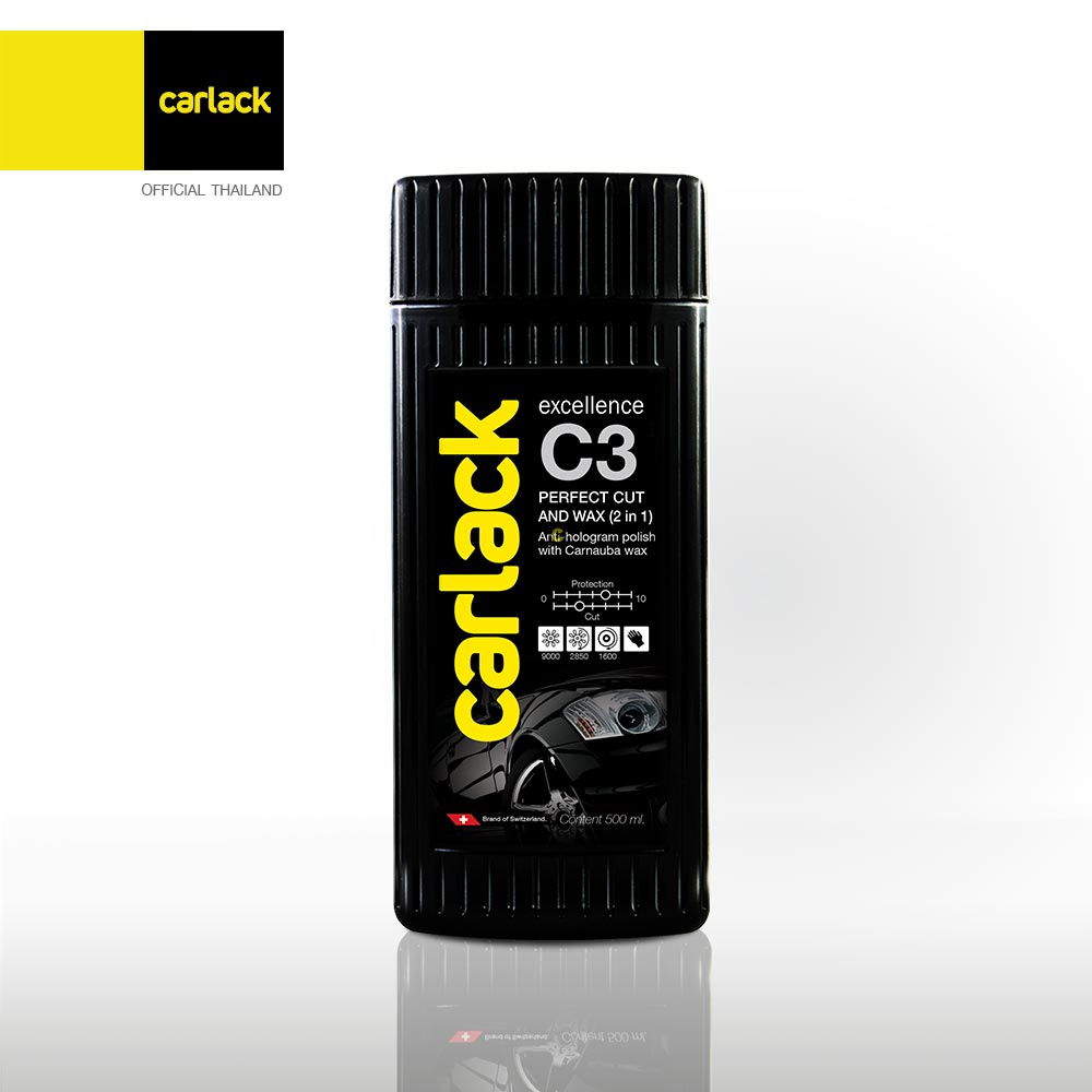 Carlack C3 น้ำยาเคลือบสีสูตรคาร์นูบา และขัดลบรอยวง ขนาด 500 มล. (แถมผ้าไมโคร 1 ผืน ฟองน้ำ 1 ก้อน )
