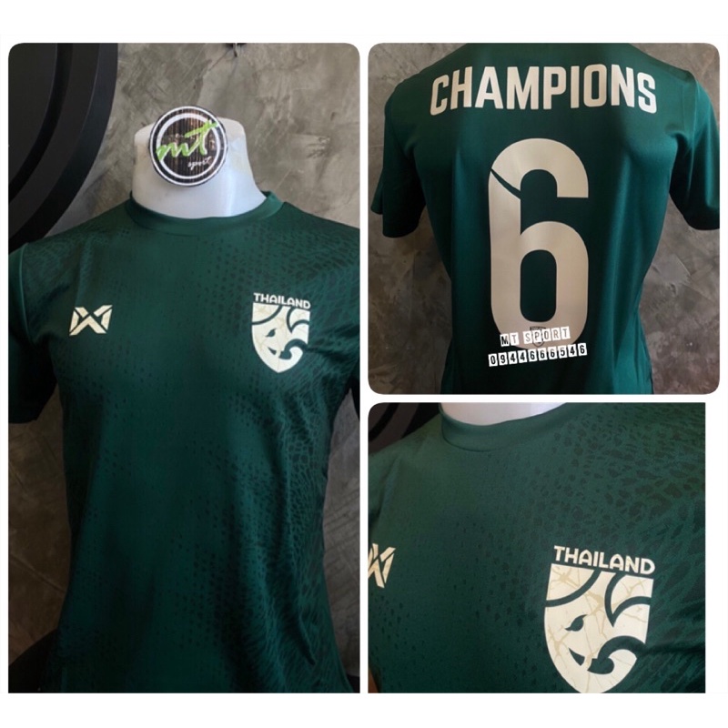 เสื้อทีมชาติไทย V.cheer 2022 สีเขียว รุ่น Champion#6 (เสื้อแท้จาก shop warrix )