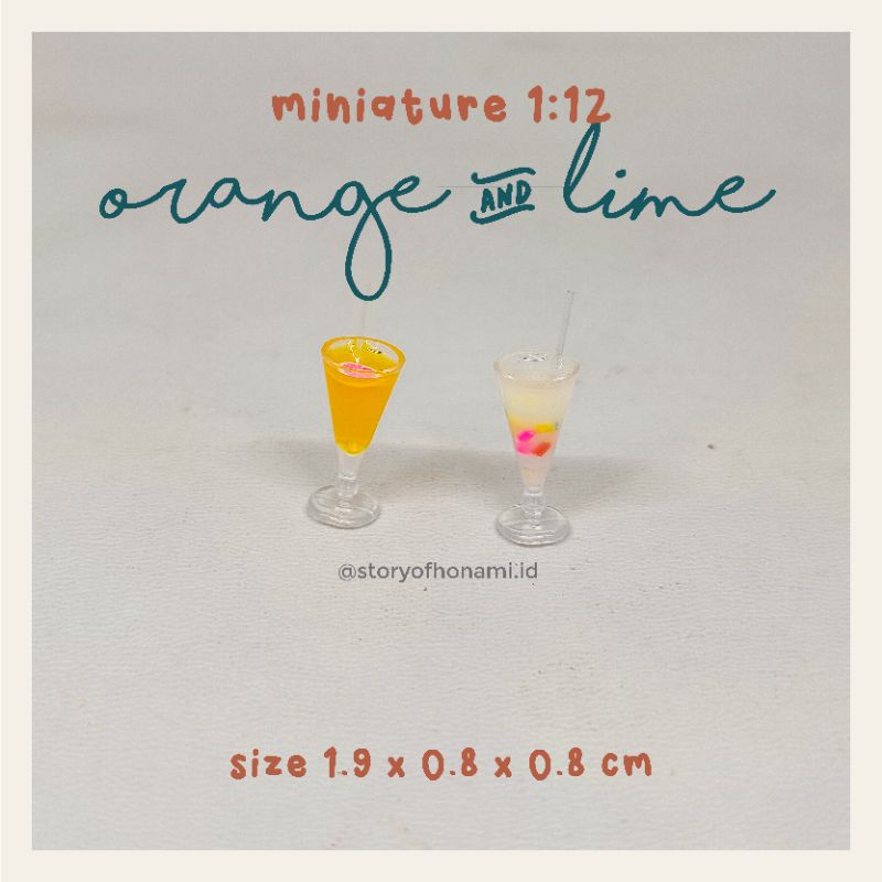 MINIATURE 1:12 ORANGE AND LIME ICE JUICE DRINK LIME ของเล่น