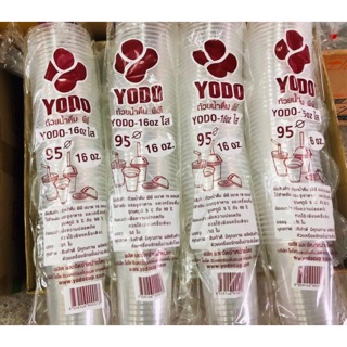 แก้วพลาสติก PP 16 oz เรียบใส ตรา Yodo ปาก 95 มิล 1,000 ใบ ยกลัง