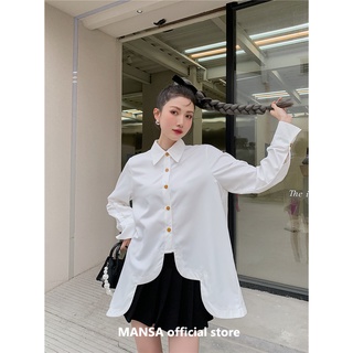 MANSA white asymmetry shirt เสื้อเชิ้ตสีขาวไม่สมมาตร