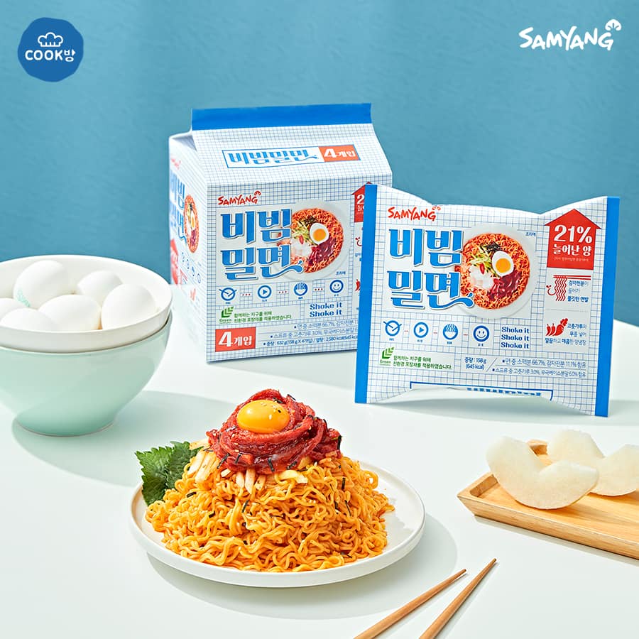 비빔밀면 Samyang Bibimmyeon บิบิมมยอน บะหมี่เย็นกึ่งสำเร็จรูปแบบแห้ง 🍜