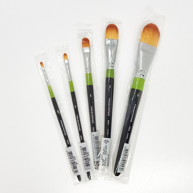 Hwahong 982 พู่กันลิ้นแมวขนไนลอน filbert brush สีอะคริลิค สีน้ำ สีโปสเตอร์ ราคา ถูกที่สุด ดีลบีเคเค แกลเลอรีภาพที่ 6