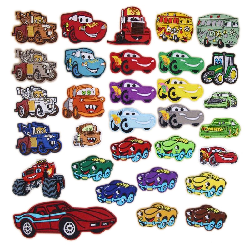 รถยนต์ Lightning McQueen Die Tooth Series ปักสติกเกอร์ผ้าป้ายเสื้อผ้า Armbands กางเกงแพทช์ Decals พร้อมกาว Backing สามารถรีดได้ Hand-Sewn diy วัสดุเคสโทรศัพท์ตกแต่งโรงแรมผ้าปูโต๊ะบุหรี่หลุมซ่อม