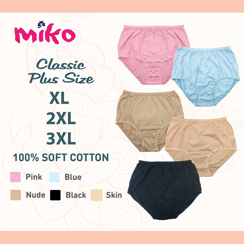(ซื้อ 5 ชิ้น ฟรี 1 ชิ้น)Miko classic plus size 100% cotton กางเกงชั้นใน/ชุดชั้นใน/กางเกง