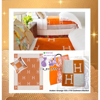 H ermes blanket Avalon | Orange 135 x 170 Cashmere Blanket ของแท้