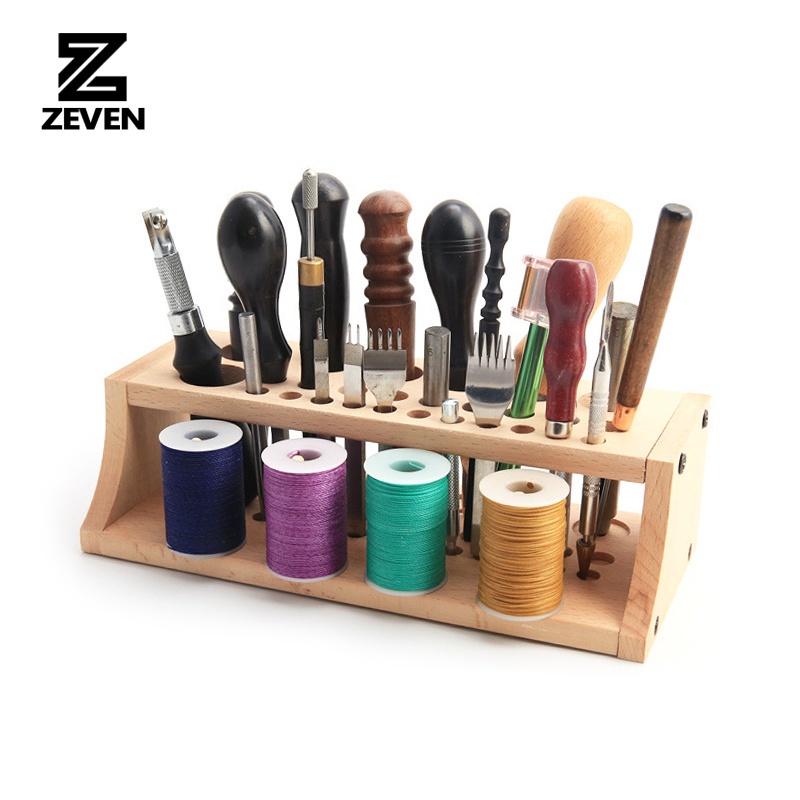 Beech Leather Craft Tools Holder Leather Craft Tool Rack Waxed Thread Stamp Punch Tool Storage Box Holder Organizer