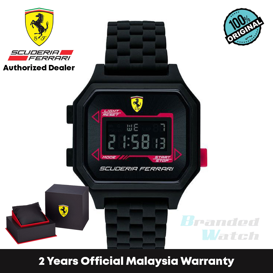 [รับประกันอย่างเป็นทางการ] Scuderia Ferrari 830745 Digidrive นาฬิกาข้อมือ สายซิลิโคน สีดํา สําหรับผู้ชาย 40 มม.