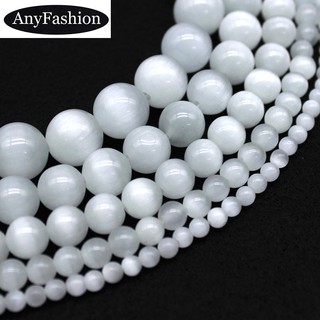 White Cat Eye Beads 4-12mm Natural String Loose Opal DIY for Making Bracelet