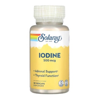 Iodine from Potassium Iodide, 500 mcg,ไอโอดีน Solaray, 30 VegCaps