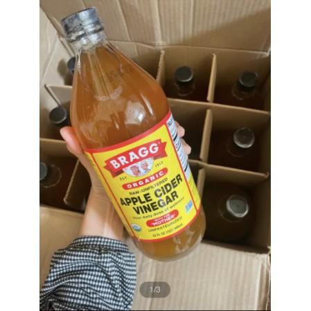 Apple Cider Vinegar- Bragg #ACV น้ำแอปเปิลไซเดอร์ 946ML น้ำส้มสายชูหมักจากแอปเปิล แบบมีตะกอน ลดน้ำหนัก สุขภาพ