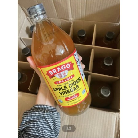Apple Cider Vinegar- Bragg #ACV น้ำแอปเปิลไซเดอร์ 946ML น้ำส้มสายชูหมักจากแอปเปิล แบบมีตะกอน ลดน้ำหน