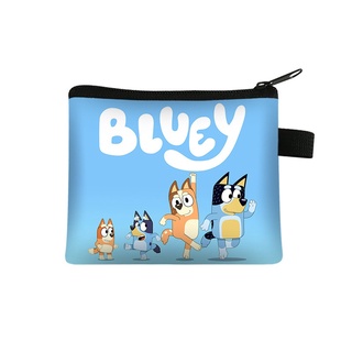 Bluey~ กระเป๋าสตางค์ กระเป๋าใส่เหรียญ ใส่บัตร กุญแจ มีซิป ลายการ์ตูน แบบพกพา