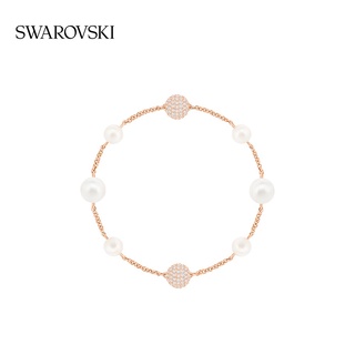 Swarovski สร้อยข้อมือโซ่ ประดับไข่มุก สําหรับผู้หญิง