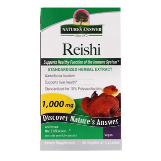 Reishi, 1,000 mg,เห็ดหลินจือแดง เข้มข้นถึง1,000มก. สายพันธุ์ที่ดีที่สุด Natures Answer