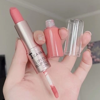 M075 2 In 1 ลิปสติกลิปกลอสเนื้อMatte ติดนานกันน้ำ 12สี