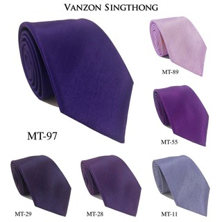 เนคไทผ้าไหมเทียมสีม่วง สีม่วงเข้ม สีม่วงพาสเทล ผ้ามันเงา By Vanzon Singthong