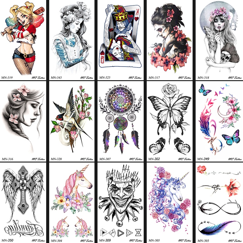 MN-301-350 สติ๊กเกอร์แทททู ไซส์ มินิมอล ขนาด 6x10.5cm sticker tattoo